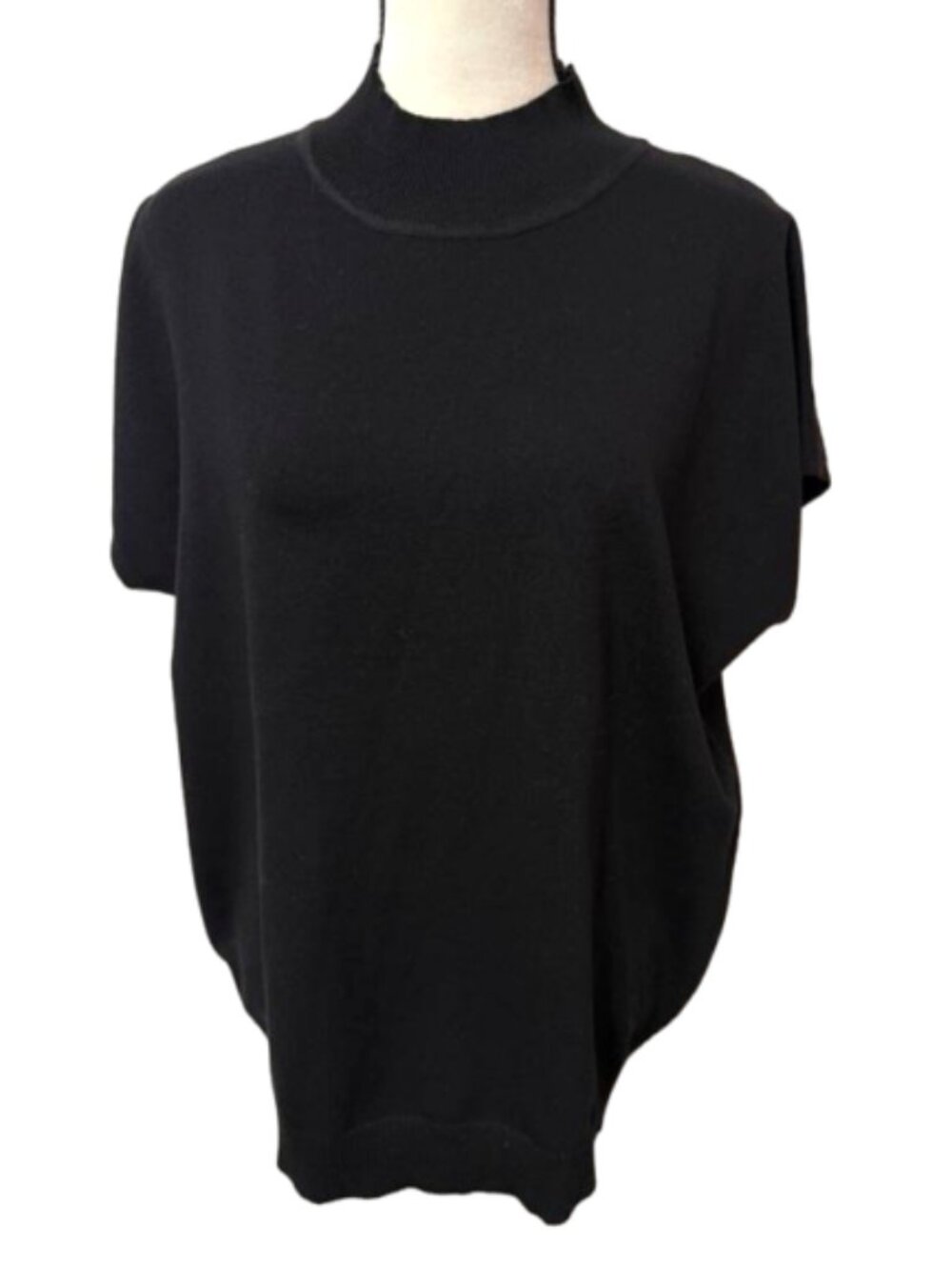2/$30 Anniewear Los Angeles Black Short-Sleeve Mock Neck Sweater Sz XL #2401